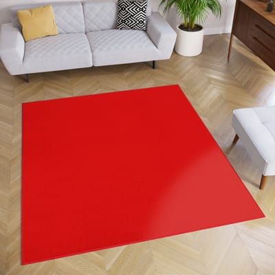Tapiso Mono Square Vloerkleed Rood Laagpolig Vierkant Tapijt Maat- 120x120