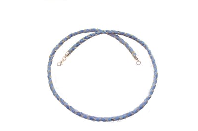 AuBor ®. Gevlochten leren ketting met zilveren sluiting. Blauw. 3mm × 55cm