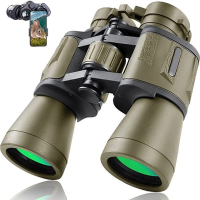 20x50 Verrekijker met Smartphone Adapter – Krachtige Verrekijker met BAK4 Prisma & FMC Lens voor Wandelen, Outdoor en Vogelspotten - Groen