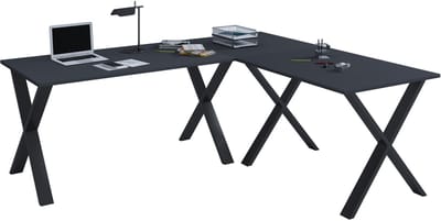 VCM VCM Holz Schreibtisch | Eckschreibtisch schlicht | 160x160 | L Form links oder rechts | Arbeitstisch Platte 80 cm tief | Computertisch Büromöbel - Lona X