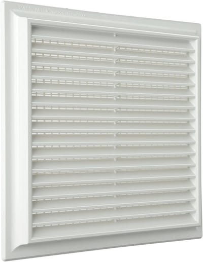 Ventilatierooster Vierkant - Ontluchtingsrooster Kunststof - Luchtcirculatie Verbeteren - Met Insectennet - 240 x 240 mm - Wit