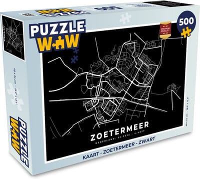 Puzzel Kaart - Zoetermeer - Zwart - Legpuzzel - Puzzel 500 stukjes