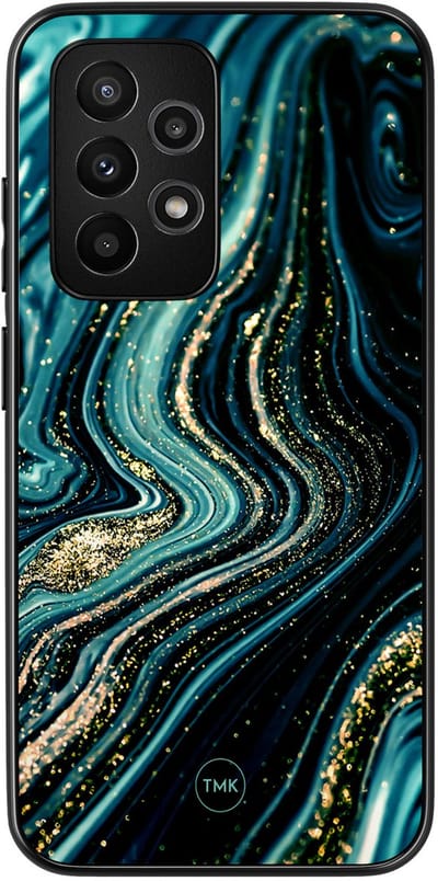 Hoesje geschikt voor Samsung Galaxy A53 - Blue marble waves - Blauw - TPU case - Vogel - Hardcase zwart telefoonhoesje