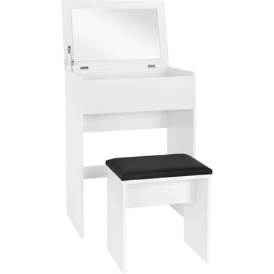 Kaptafel 60x40x122 cm in wit met inklapbare spiegel & kruk ML-Design
