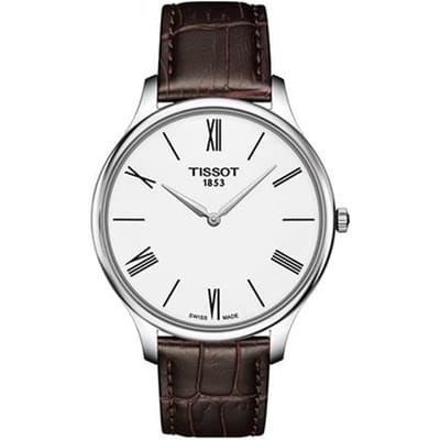 Tissot Elegance Serie Kwarts Uurwerk Modieus Herenhorloge 39mm Wit Wijzerplaat Roestvrijstalen Kast Echt Lederen Band T063.409.16.018.00 Brown Strap black