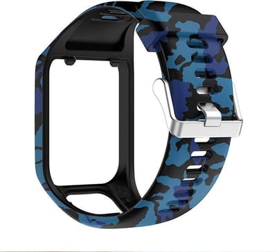 KELERINO. Siliconen bandje geschikt voor TomTom Runner 2/3 & Spark 2/3 - Camouflage Blauw