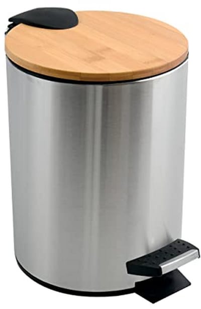 Pedaalemmer met Softclosemechanisme - 3 Liter - Staal en Bamboe - Compact & Hygienisch