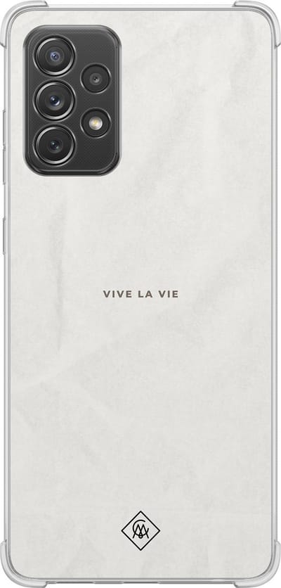 Casimoda® hoesje - Geschikt voor Samsung Galaxy A52 5G - Vive La Vie - Shockproof case - Extra sterk - TPU/polycarbonaat - Multi, Transparant