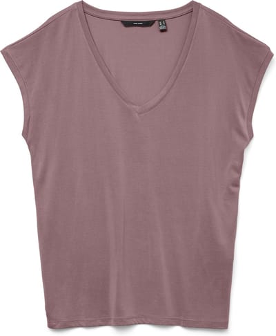VERO MODA Dames Unicolor Stretch T-Shirt Basis V-Hals Bovenstuk Diep Ingezette Schouders VMFILLI