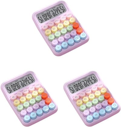 Bureau Rekenmachine - Desktop Calculator - Dagelijkse Berekeningen - Mechanische Knoppen - 16x11x2 cm - Paars