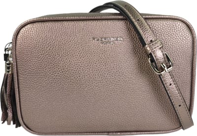 Flora&Co - Paris - Crossbody handtas - 2 ritsen/vakken - instelbare riem - marron-bruin metallic