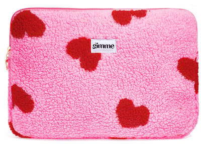 Laptophoes 13 inch met Hartjesdessin - Schokbestendige Laptop Sleeve - Trendy Beschermhoes voor School, Werk en Onderweg - Roze
