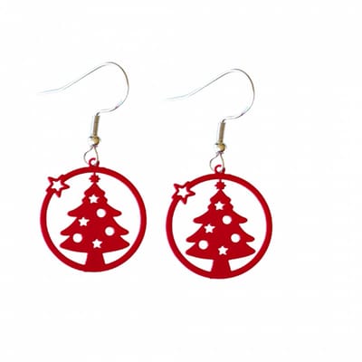 Zilveren oorbellen kerstboom rood - Charme Bijoux