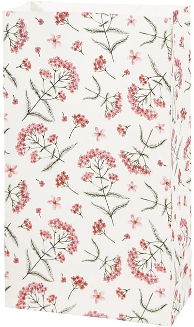 Papieren zakken, bloemen, H: 21 cm, afm 6x12 cm, 80 gr, 8 stuk/ 1 doos