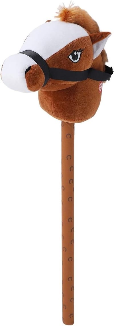 Paardenstok Speelgoed - Stokpaard Knuffel - Fantasie Spel - Met Hinnikende Geluiden - 70 cm - Bruin