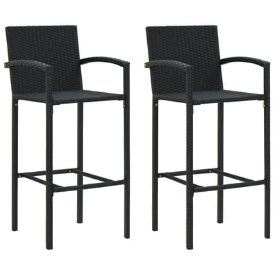 vidaXL - Barkrukken - 2 - st - poly - rattan - zwart