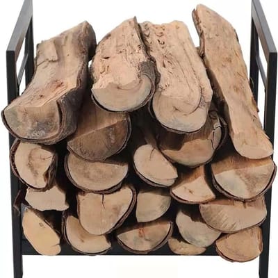 Brandhoutrek - Houtopslag Stapelstandaard - Haardhout Opslaan - Stabiel Stalen Frame - 36x37x44 cm - Zwart