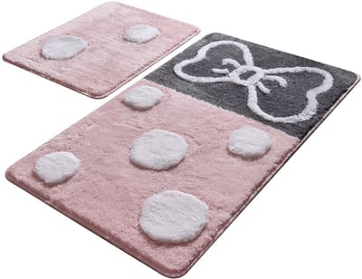 Bosdela Set van 2 badkamermatten, wasbaar, zacht en comfortabel – toiletmat + badmat – ideaal voor badkamer en toilet, met 60 x 100 cm + 50 x 60 cm
