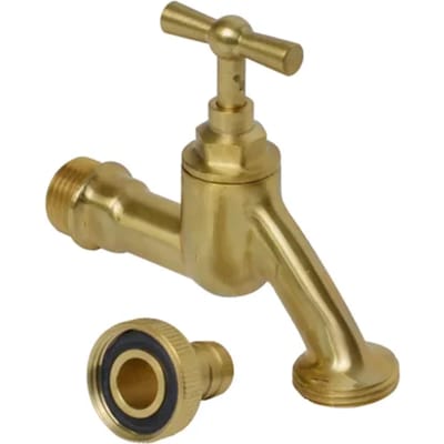 Sanivesk Tapkraan Met Krukbediening En Slangwartel Messing ( Buitendraad X Buitendraad ) 1/2" X 3/4"