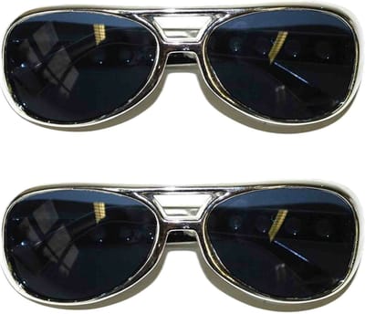 Party/verkleed brillen - 2x stuks - metallic zilver- Rock & roll
