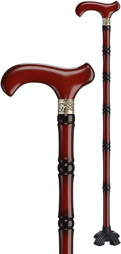 Houten Wandelstok - Ondersteunende Stok - Veilig Lopen - Twee Verwisselbare Onderstellen - 85cm - Donkerbruin