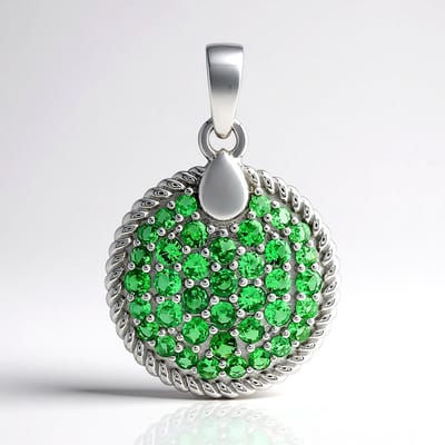 Cavill - Zilveren hanger 925 sterling zilver gerhodineerd - AAA Keniaanse tsavoriet 0 82 ct ronde briljant - elegante groene edelsteen hanger 24x16 mm