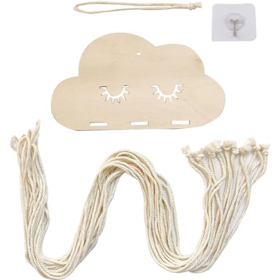 Organisateur d'épingles à cheveux suspendu Décoration nuage avec ficelle en coton Mignon gland Porte-clips à cheveux white