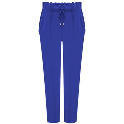 Koreaanse versie van de nieuwe herfst negenpunts extra grote maat Harlan broek los en dun kleine voeten onderkant middenhoge elastische taillebroek 4XL blue
