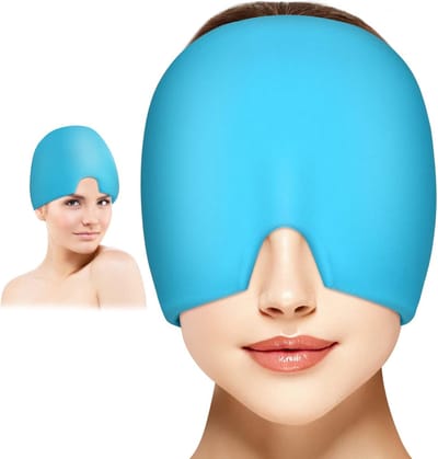 SNJY® Migraine Masker - Migraine Muts - Hoofdpijn Masker - Warme & Koude Therapie - 360° Natuurtherapie - Blauw
