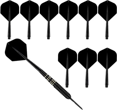 Allecto Plus - 9-delige set Geïntegreerde Dart Shaft en Flights in Standaard 2BA - Zwart - Anti Break - Dartaccessoires - Spelbenodigdheden