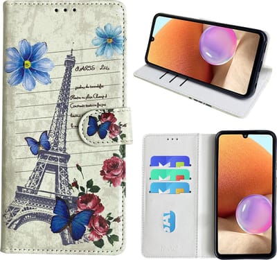 Hoesje geschikt voor Samsung Galaxy A32 4G Bookcase met Eiffel Toren /Parijs