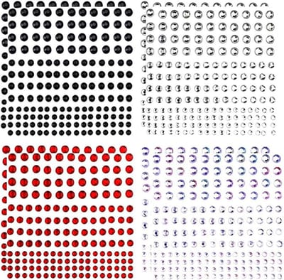 SnelShoppen - Rhinestones 1320 Stuks, Glitter Stones Ronde Zelfklevende Decoratieve Steentjes 3/4/5/6 mm voor Knutselen en Versieren, Perfect voor Fee