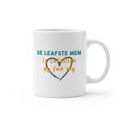 De Liefste Mem Mok 330 ml – Keramische Koffiemok met Hart & Tekst – Perfect Cadeau voor Moederdag of Verjaardag