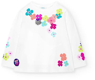 Boboli 248004 T-shirt Met Lange Mouwen Wit 6 Months Meisjes