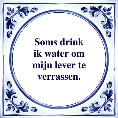 Spreuk Tegel - Soms Drink ik Water - Tegeltjeswijsheid - Kado