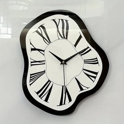 Moderne Romeinse Wandklok 24x29 cm – Stille Non-Ticking Klok voor Woonkamer, Slaapkamer, Keuken – Minimalistisch Houten Design