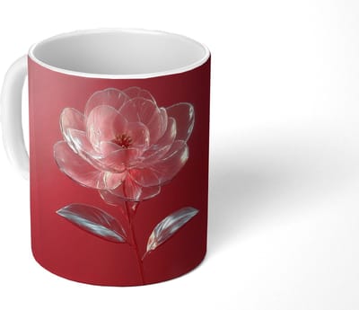 Mok - Koffiemok - Sierlijk - Bloem - Roze - Glazen - Mokken - 350 ML - Beker - Koffiemokken - Theemok