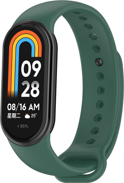 Strap-it siliconen bandje - Geschikt voor Xiaomi Mi Smart Band 8 / Band 9 (donkergroen)