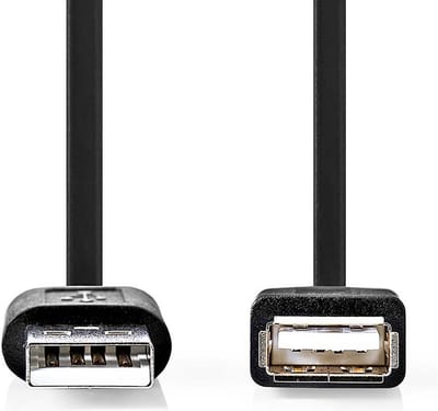 Nedis USB-Kabel - USB 2.0 - USB-A Male - USB-A Female - 480 Mbps - Vernikkeld - 3.00 m - Rond - PVC - Zwart - Doos