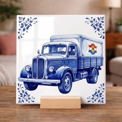Delftsblauw Tegeltje 11x11 Vrachtwagen – Origineel Cadeau voor Chauffeur
