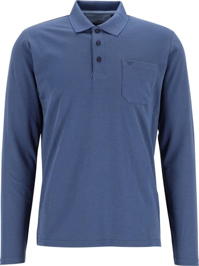 Redmond regular fit polo lange mouw - blauw melange