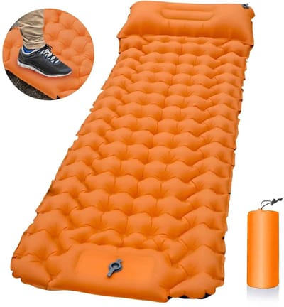 Casa Living Opblaasbaar Matras - Opblaasbaar Bed - Slaapmat - Met Ingebouwde Pomp - Waterdicht - Compact - 180x58x5CM - Oranje