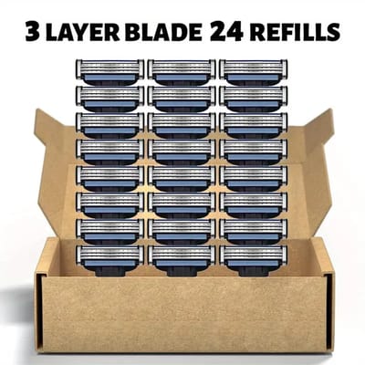 24x Scheermesjes Compatibel met Mach 3 – Vervangende Mesjes voor Mach3 – 3-Laags RVS – Universele Scheermes Navulling – Gladde Scheerervaring