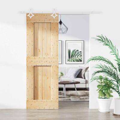 vidaXL - Schuifdeur - 70 - x - 210 - cm - Massief - Pine - Hout - (Onbehandeld)