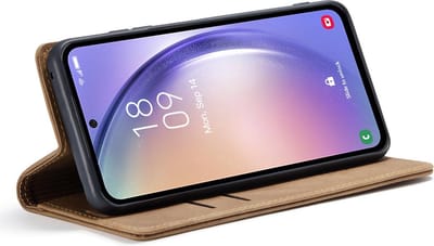 CaseMania Bookcase hoesje geschikt voor Samsung Galaxy A24 - Effen Bruin - Kunstleer