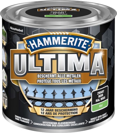Hammerite Ultima - Zwart - 250 ml - Mat - 7,5 m²/l - Afwerkingslaag