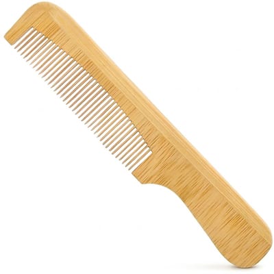 Lichtbruine bamboe baardkam dames en heren fijntandige houten baardkam haar kam ergonomisch handgemaakt styling kam voor baard en haar compact verzorgingsaccessoire met fijne tanden