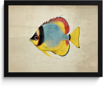 Poster in lijst - Fotolijst 40x30 cm - Posters - Kleurrijk - Vis - Schubben - Illustratie - Posterlijst zwart - Decoratie - Wanddecoratie woonkamer - Muurdecoratie slaapkamer