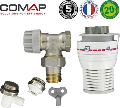 Complete set voor radiatoren met thermostatische kraan en accessoires - Hoek 1/2 inch (15 x 21)