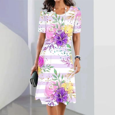 Zomerse Bloemen 3D Print Damesjurken Vrouwelijke Lange Jurken Elegante Jurk Plus Size Dameskleding 6XL white